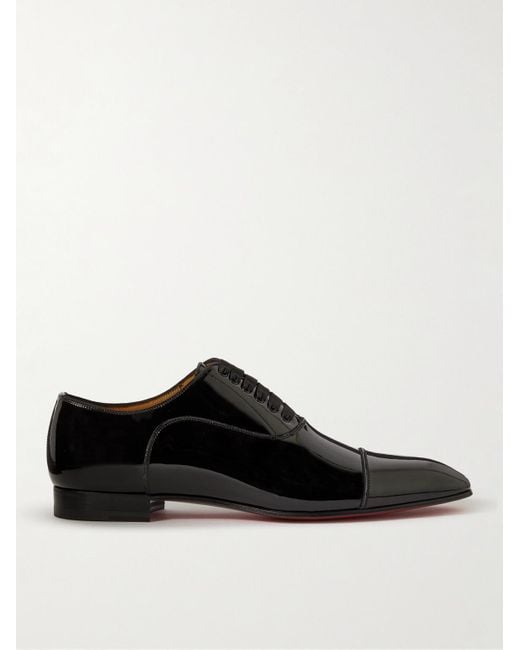 Christian Louboutin Black Greggo Patent-Leather Oxford Shoes for men