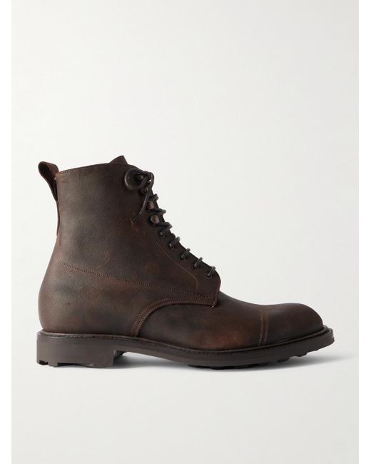 Edward Green Black Ambleside Waxed-Suede Boots for men