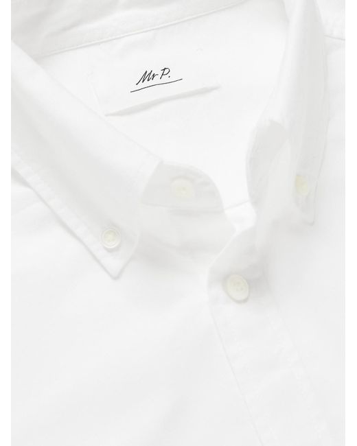 Mr P. White Button-Down Collar Organic Cotton Oxford Shirt for men