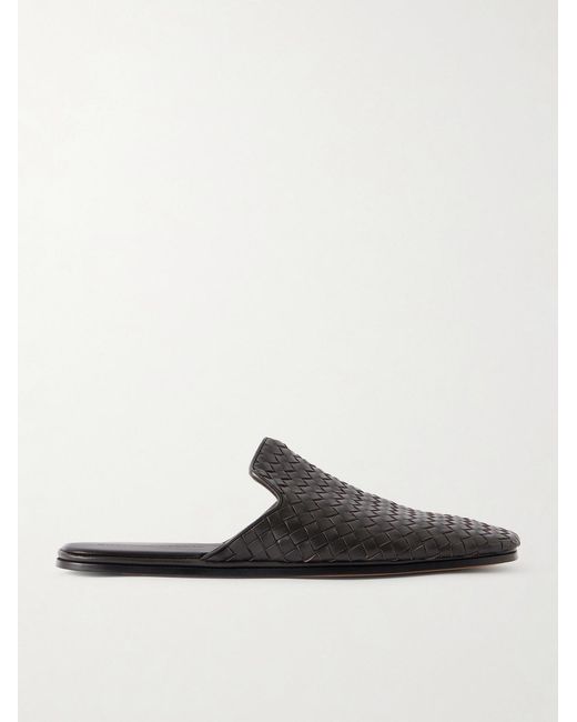 Bottega Veneta White Intrecciato Leather Slippers for men