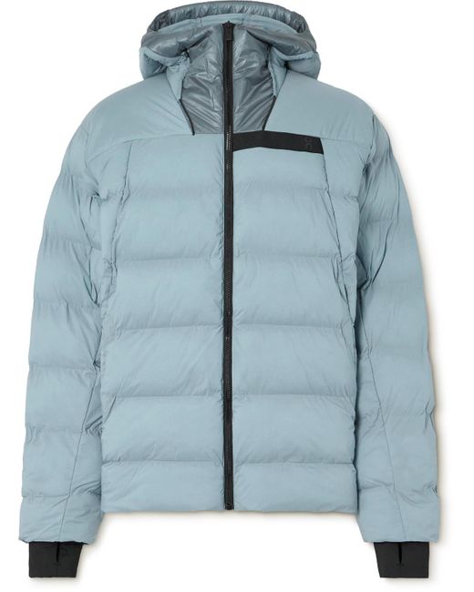 On Shoes Blue Challenger Quilted Shell Hooded Jacket for men