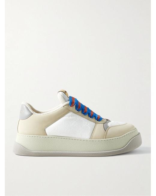 Gucci Blue Screener Monogrammed Canvas And Leather Sneakers for men