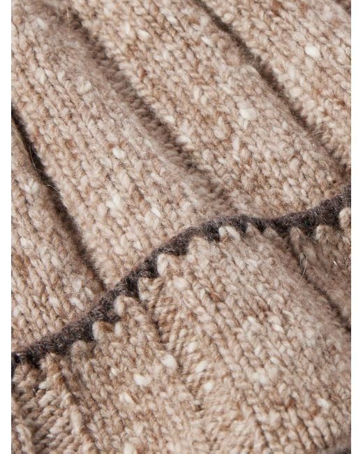 Brunello Cucinelli Natural Beanie aus Kaschmir in Rippstrick