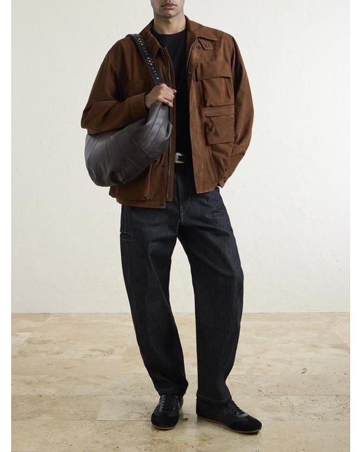 Croissant Large Studded Leather Messenger Bag di Lemaire in Brown da Uomo