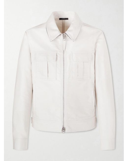 Tom Ford White Slim-Fit Cotton-Satin Blouson Jacket for men