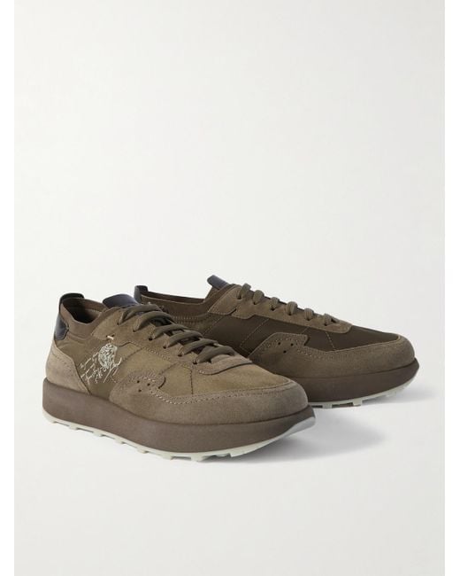 Berluti Brown Light Track Venezia Leather-trimmed Nylon And Suede Sneakers for men