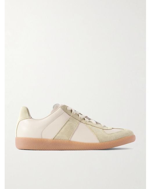 Maison Margiela White Replica Leather And Suede Sneakers for men