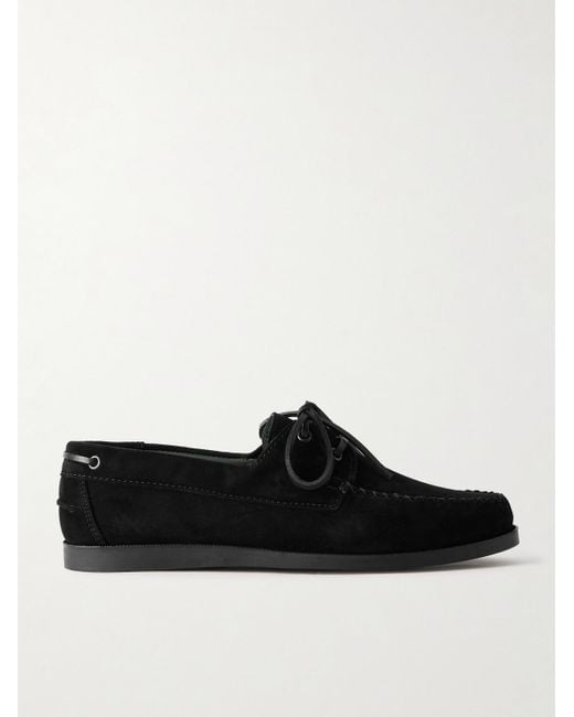 VINNY'S Black Suede Boat Shoes for men