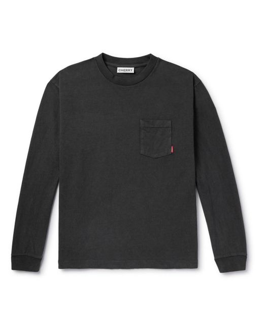 CHERRY LA Black Logo-appliquéd Cotton-jersey T-shirt for men