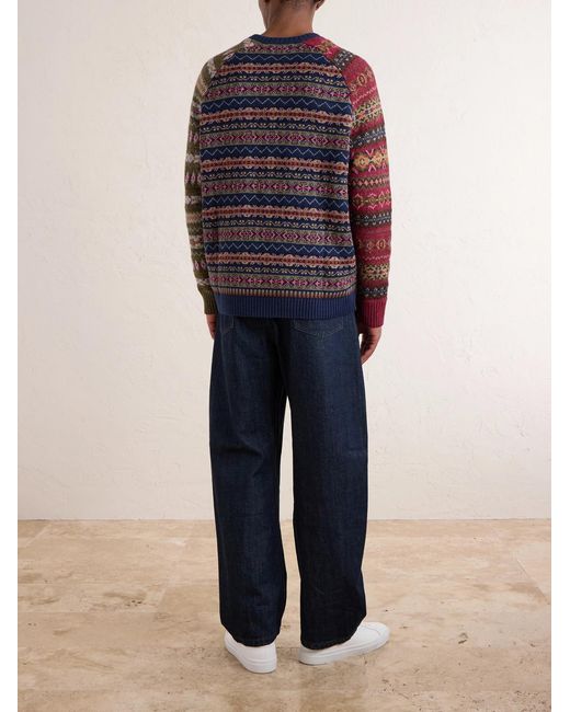 Polo Ralph Lauren Blue Fair Isle Linen, Cotton And Silk-Blend Sweater for men