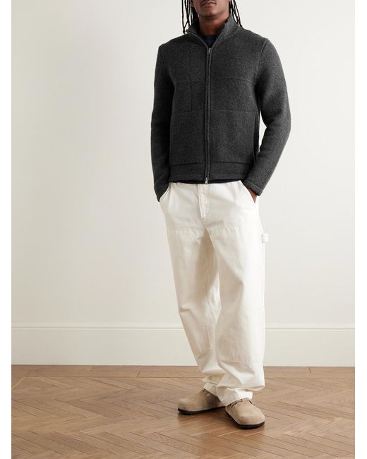Inis Meáin Black Lifeline Merino Wool And Cashmere-blend Zip-up Cardigan for men