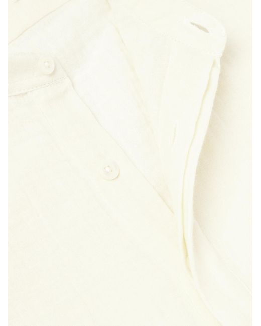 Richard James Natural Grandad-collar Cotton-seersucker Half-placket Shirt for men