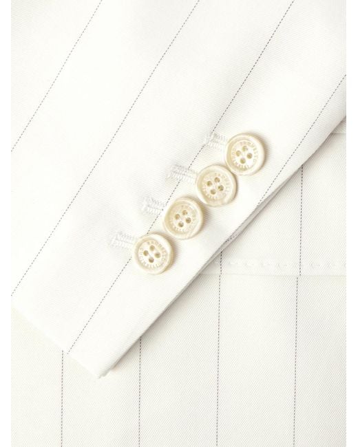 Brunello Cucinelli White Double-Breasted Pinstriped Wool And Cotton-Blend Twill Blazer for men