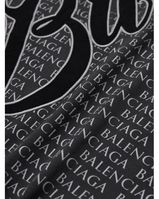 Balenciaga Black Logo-Appliquéd Printed Cotton-Jersey T-Shirt for men