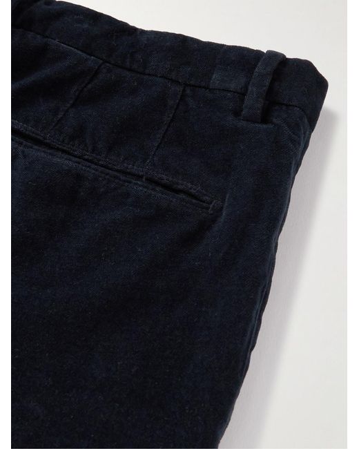 Boglioli Blue Straight-Leg Cotton-Velvet Suit Trousers for men