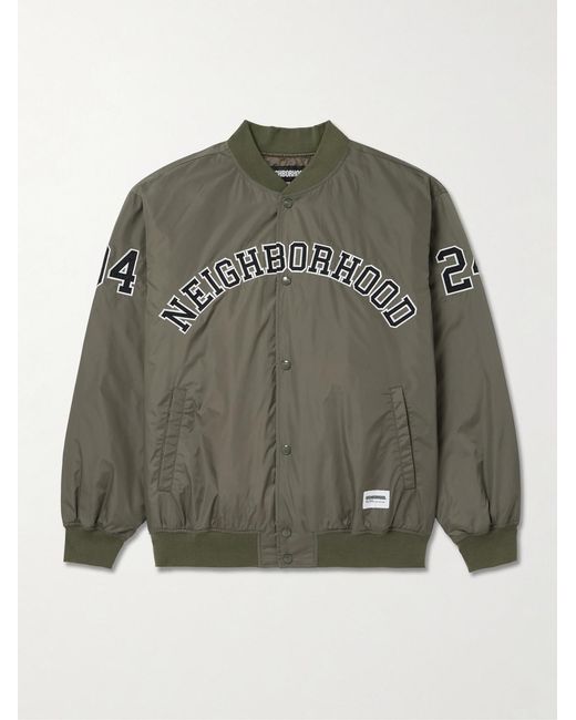Neighborhood Green Logo-Appliquéd Nylon Bomber Jacket for men