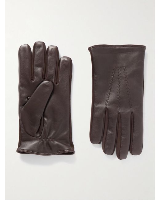 Mr P. Brown Leather And Suede Gloves for men