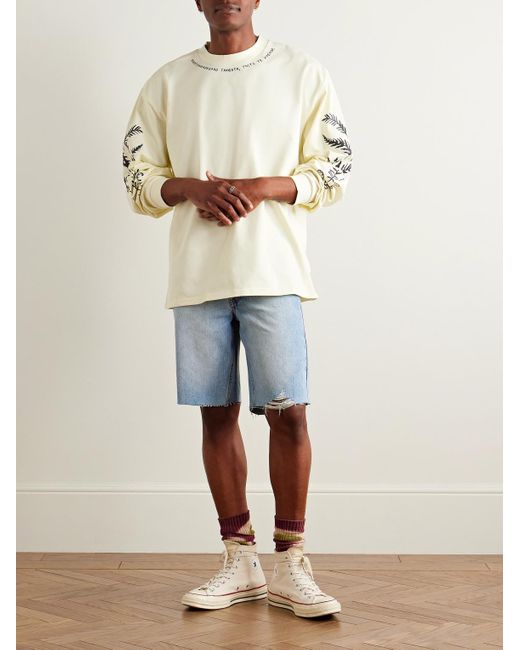MANAAKI Blue Tama Slim-Fit Straight-Leg Distressed Denim Shorts for men