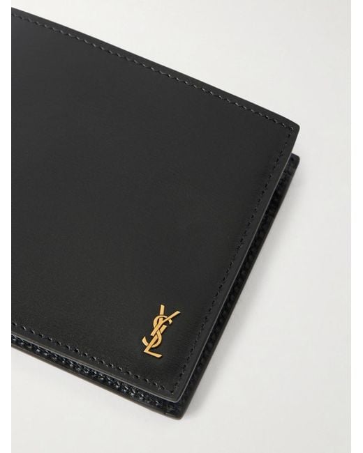 Saint Laurent Black Logo-embellished Leather Bifold Wallet With Money Clip for men