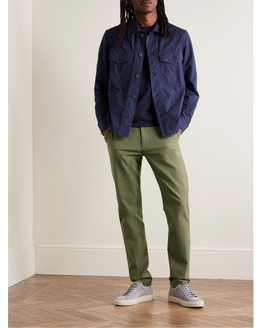 Incotex Green Slim-fit Straight-leg Cotton-blend Gabardine Trousers for men