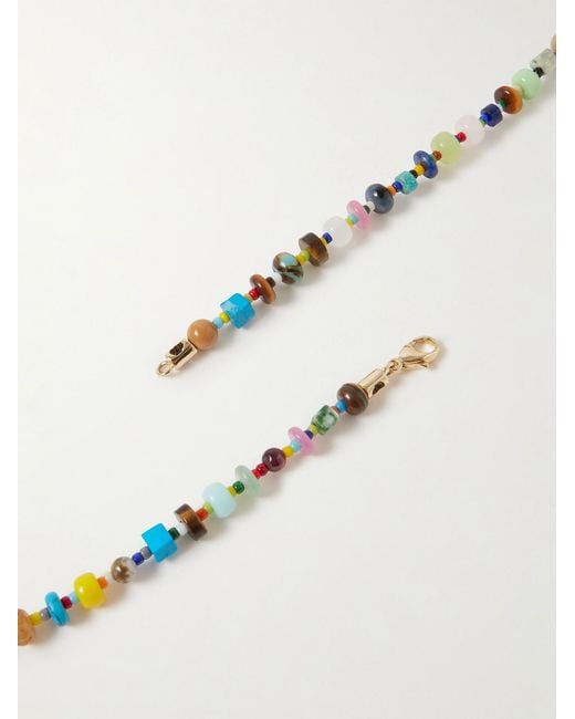 Luis Morais Natural 14-Karat, Agate And Diamond Beaded Necklace for men