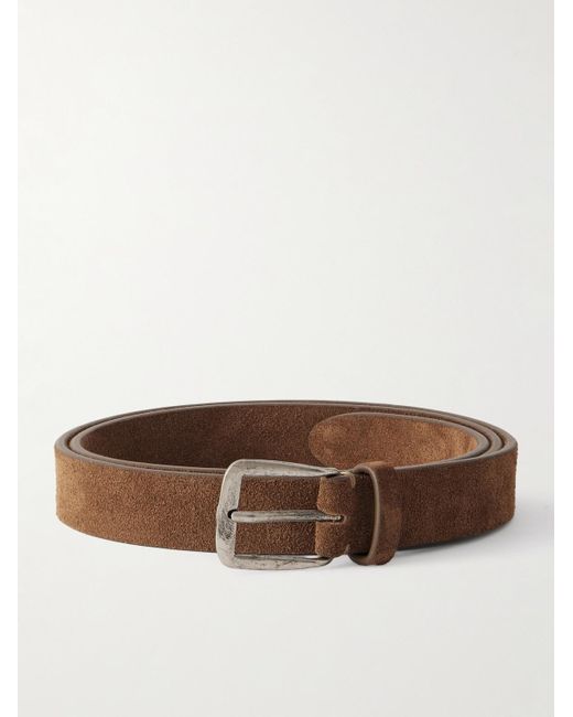Massimo Alba Brown 2.5Cm Budapest Suede Belt for men