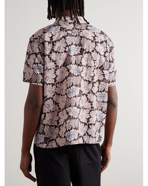 Wisteria Camp-Collar Printed Cotton And Silk-Blend Shirt di Bode in Pink da Uomo