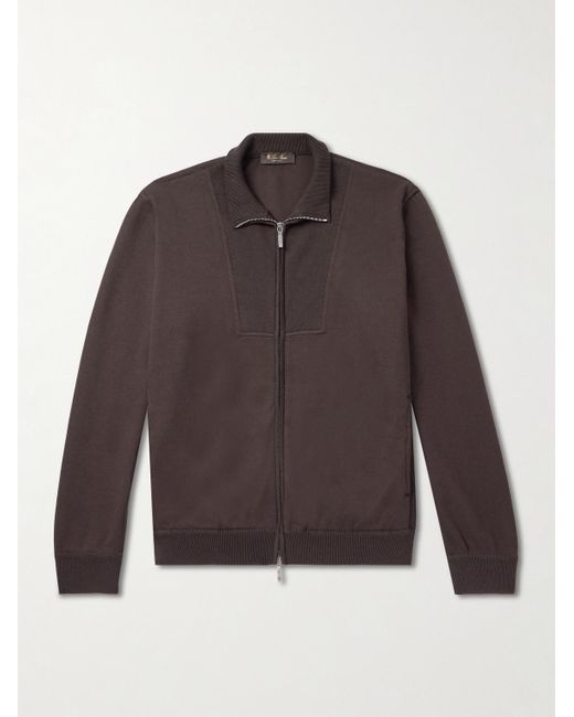 Loro Piana Brown Whitney Ribbed Cotton, Silk And Cashmere-Blend Sweater for men