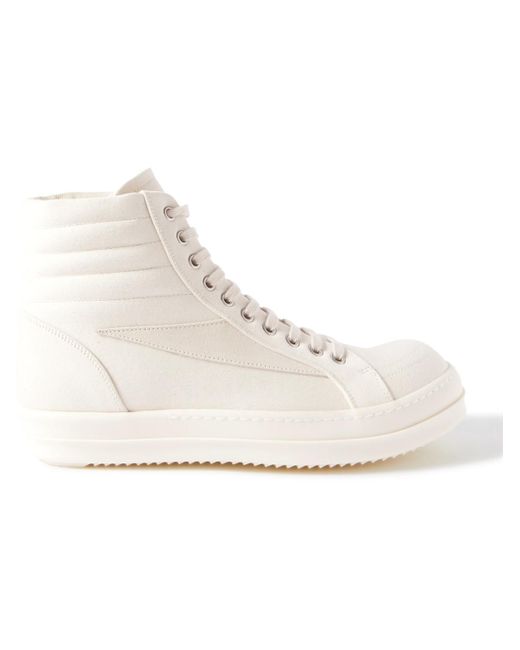Rick Owens Natural Vintage Suede-trimmed Canvas High-top Sneakers for men