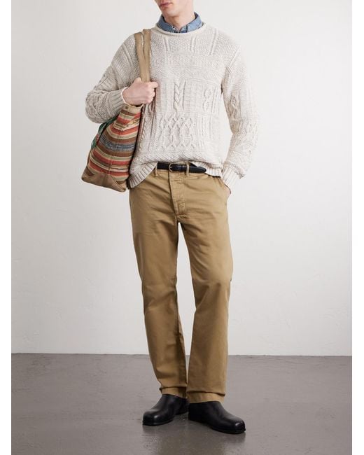 RRL Natural Straight-Leg Cotton-Twill Trousers for men