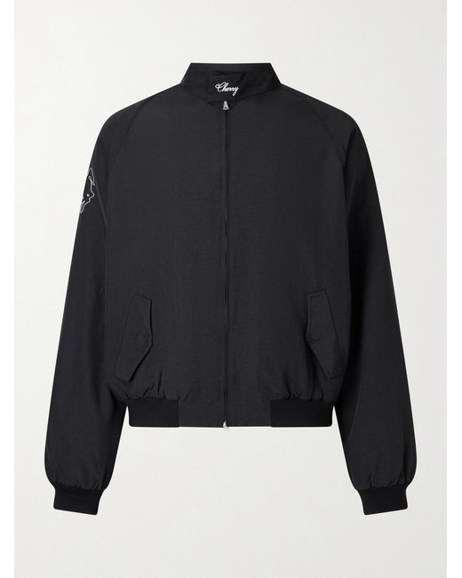 CHERRY LA Blue Championship Embroidered Shell Bomber Jacket for men