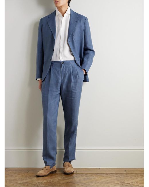 Brunello Cucinelli Hemd aus Leinen mit Cutaway-Kragen in White für Herren