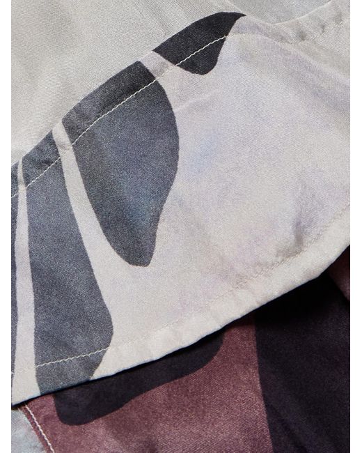 Camicia oversize in raso di seta stampato di Dries Van Noten in White da Uomo