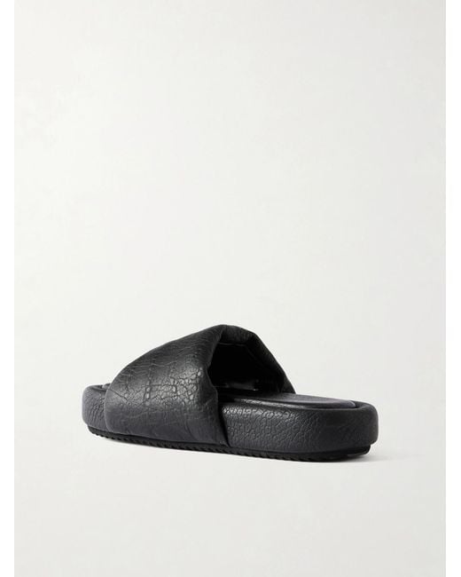 Rick Owens Black Chancla Full-Grained Leather Slides for men