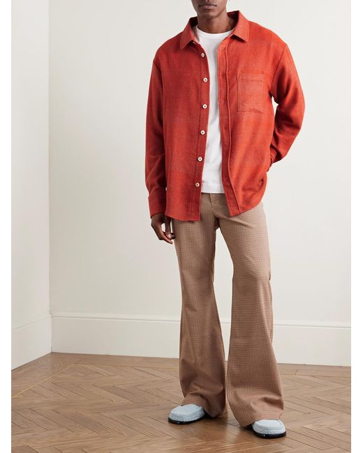 The Elder Statesman Red Cashmere-jacquard Overshirt for men