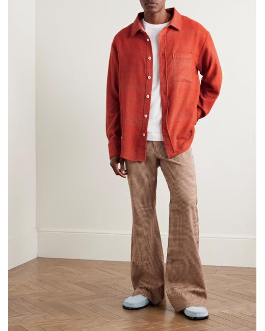 The Elder Statesman Red Cashmere-jacquard Overshirt for men