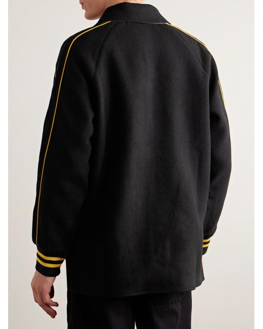 Bode Black Reversible Logo-Appliquéd Wool And Satin Jacket for men