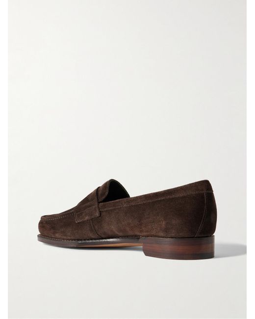 Drake's Brown Charles Suede Penny Loafers for men