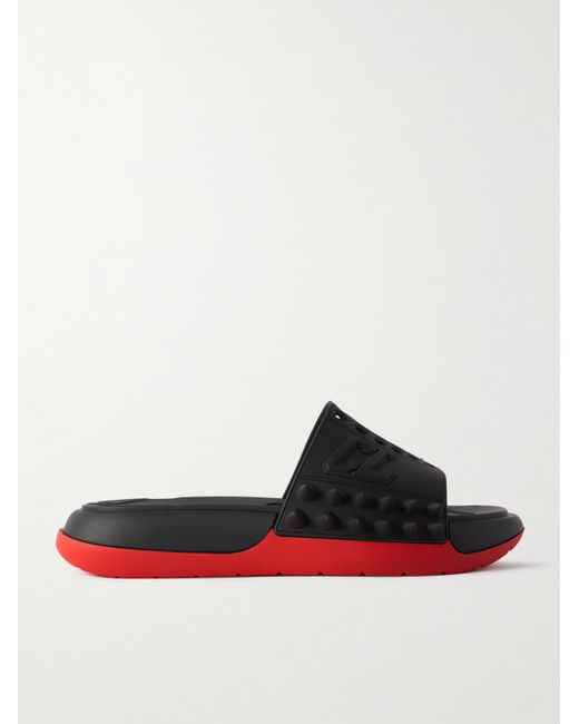 Christian Louboutin Red Take It Easy Logo-embossed Cutout Spiked Rubber Slides for men