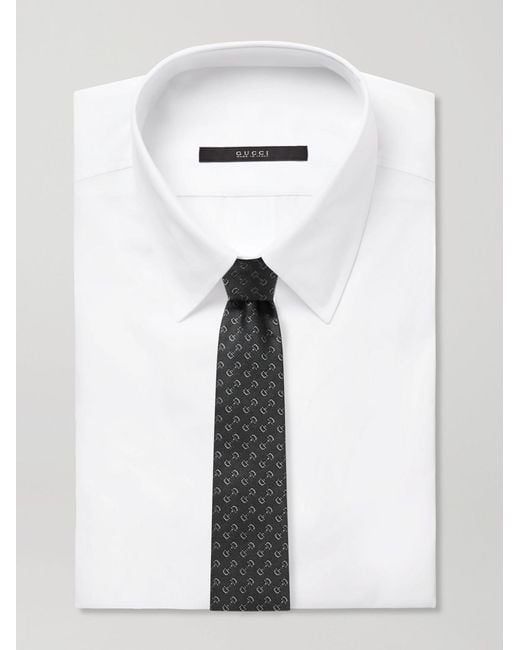 Gucci Black 7Cm Horsebit Silk-Jacquard Tie for men
