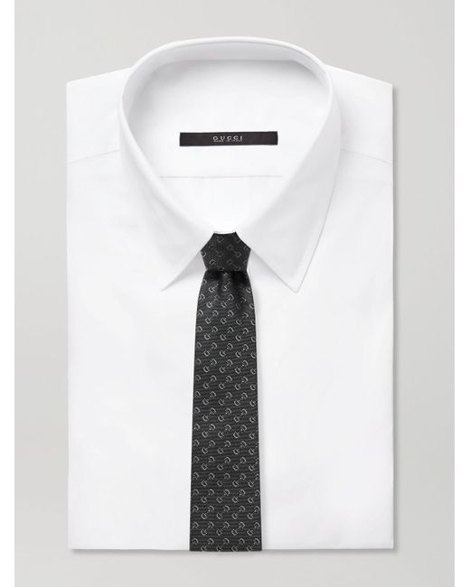 Cravatta in seta jacquard con Morsetto di Gucci in Black da Uomo
