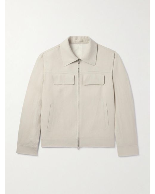 Lardini Natural Linen Zip-up Blouson Jacket for men
