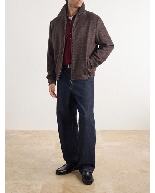 Altea Brown Arden Herringbone Blouson Jacket for men