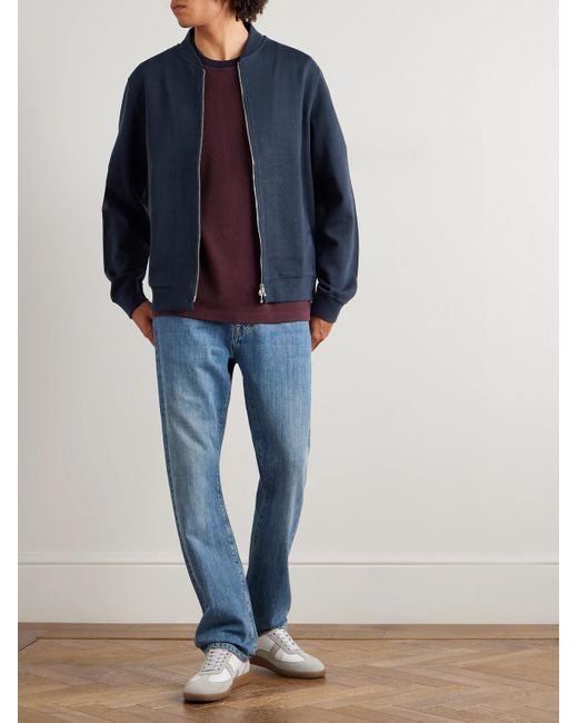 Mr P. Blue Cotton Zip-up Sweatshirt for men