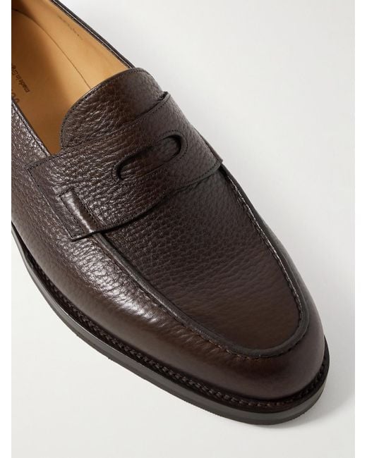 John Lobb Brown Lopez Full-Grain Leather Penny Loafers for men