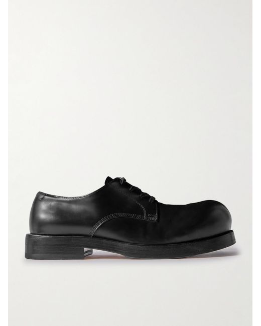 Bottega Veneta Black Helium Leather Derby Shoes for men