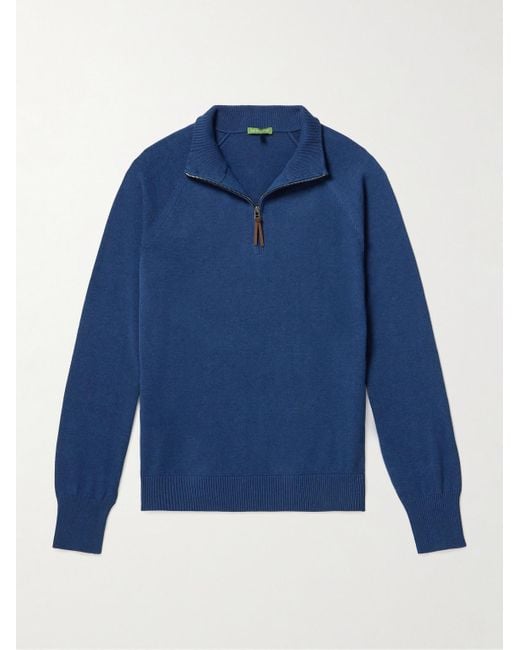 Sid Mashburn Blue Cotton Half-zip Sweater for men