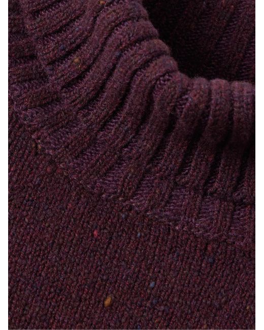 Pullover a collo alto in misto cashmere e lana merino Donegal di Inis Meáin in Purple da Uomo