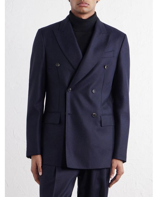 Gabriela Hearst Blue Angelo Double-Breasted Wool And Cashmere-Blend Flannel Suit Jacket for men