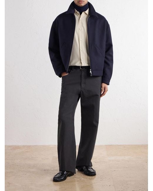 Valstar Blue Brushed Virgin Wool-Twill Bomber Jacket for men